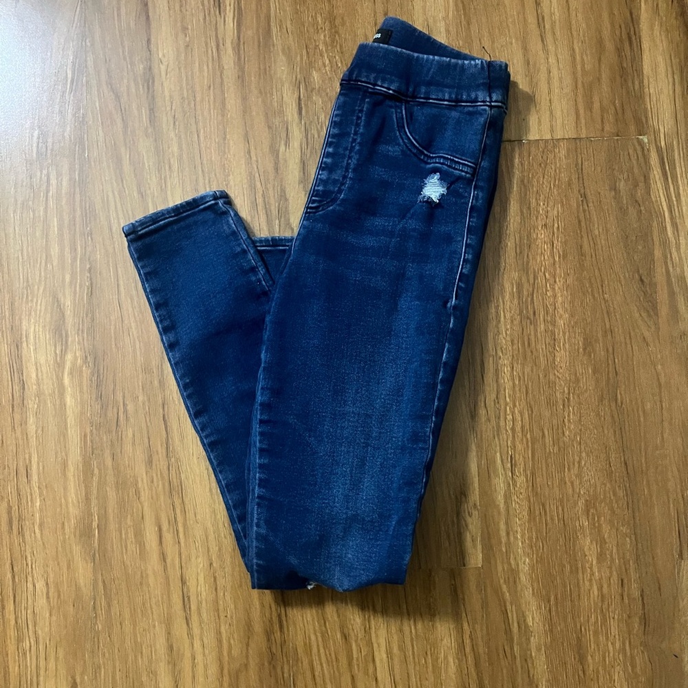 Express Dark Blue High-Rise Distressed Stretchy Jeans Small - Picture 6 of 6